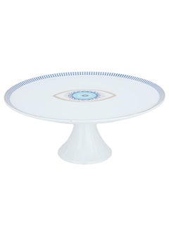 Alsaif Gallery White porcelain blue eye cake serving set with spoon and plates, 6 pieces  - Image 3
