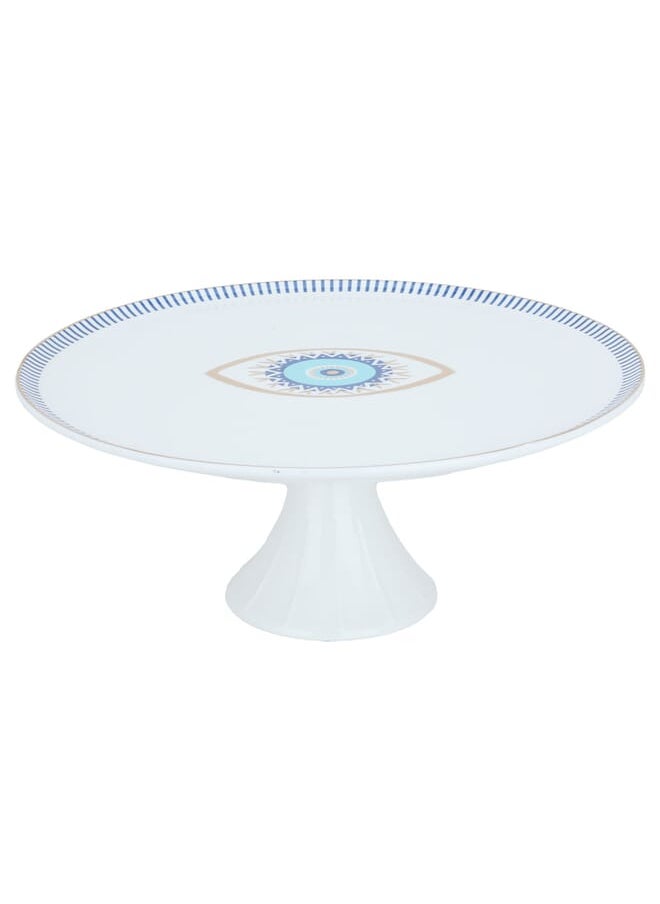 Alsaif Gallery White porcelain blue eye cake serving set with spoon and plates, 6 pieces  - Image 3