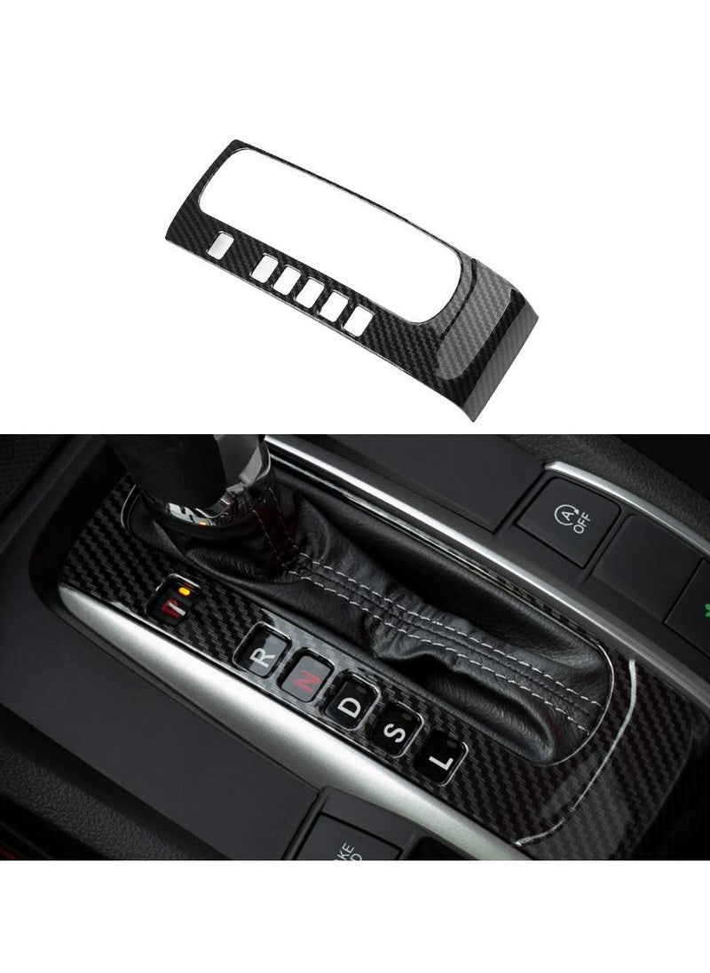 Y&D Carbon Fiber Grain Gear Panel Trim Shift Boot Cover for 10th Generation Civic, Stylish Texture Honda Civic Sedan Hatchback Coupe 2016-2021 Automatic Transmission  - Image 1