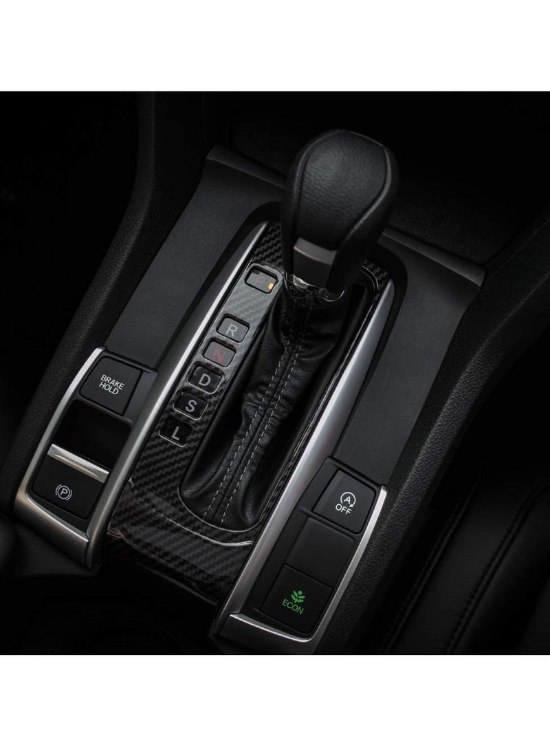 Y&D Carbon Fiber Grain Gear Panel Trim Shift Boot Cover for 10th Generation Civic, Stylish Texture Honda Civic Sedan Hatchback Coupe 2016-2021 Automatic Transmission  - Image 2