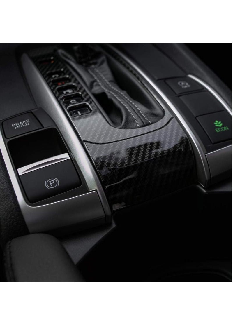 Y&D Carbon Fiber Grain Gear Panel Trim Shift Boot Cover for 10th Generation Civic, Stylish Texture Honda Civic Sedan Hatchback Coupe 2016-2021 Automatic Transmission  - Image 4
