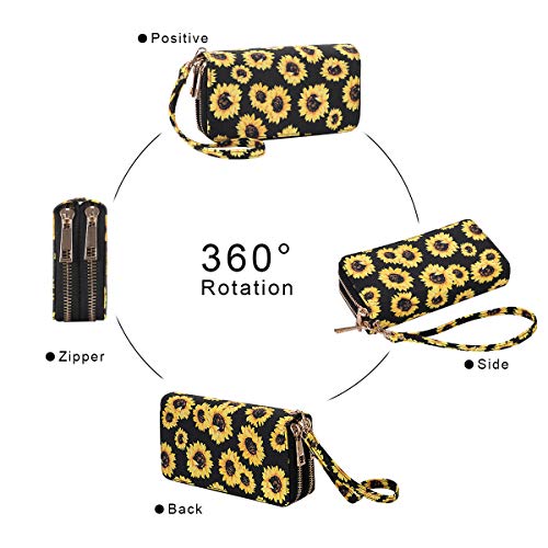 XEYOU Double Zipper Long Clutch Wallet Cellphone Wallet for Women with Removable Wristlet Strap for Credit Card, Cash, Coin, Bill - Image 5