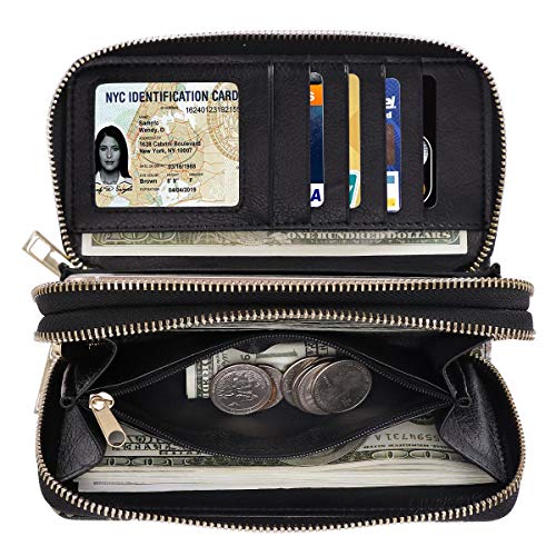 XEYOU Double Zipper Long Clutch Wallet Cellphone Wallet for Women with Removable Wristlet Strap for Credit Card, Cash, Coin, Bill - Image 4