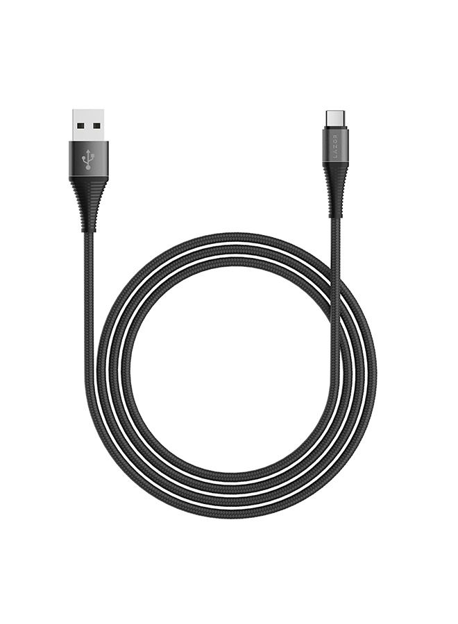 Lazor Flow Premium Nylon Braided and Fast Charging Cable Type-A to Type-C CT32 Black-1m - Image 1