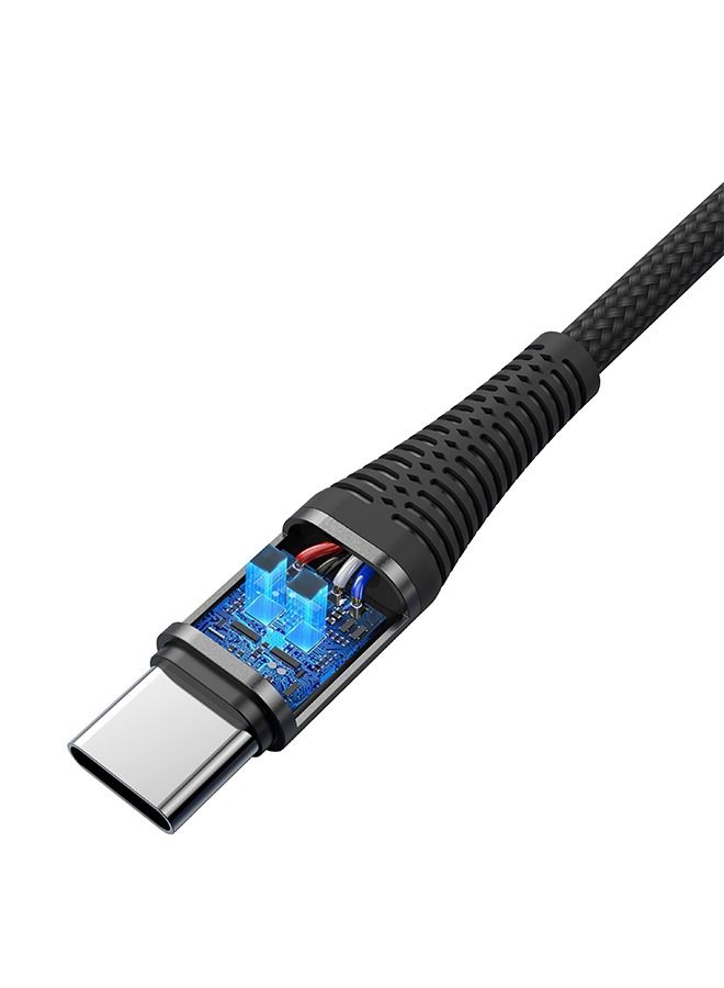 Lazor Flow Premium Nylon Braided and Fast Charging Cable Type-A to Type-C CT32 Black-1m - Image 3