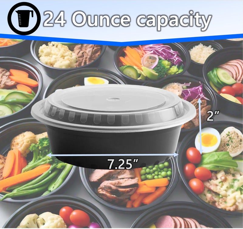 Mr. Miracle Clear Plastic Takeout Containers - Durable and Sturdy Clamshell Food Boxes for To-Go and Storage Disposable Clam Shell Containers, Bulk Pack - Easy Open Hinge Design (Round - 25 Pack, 24 Ounce) - Image 2