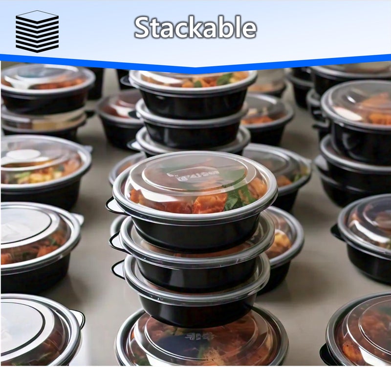 Mr. Miracle Clear Plastic Takeout Containers - Durable and Sturdy Clamshell Food Boxes for To-Go and Storage Disposable Clam Shell Containers, Bulk Pack - Easy Open Hinge Design (Round - 25 Pack, 24 Ounce) - Image 3