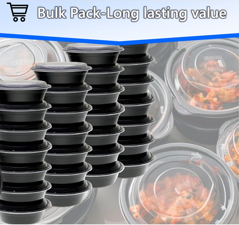 Mr. Miracle Clear Plastic Takeout Containers - Durable and Sturdy Clamshell Food Boxes for To-Go and Storage Disposable Clam Shell Containers, Bulk Pack - Easy Open Hinge Design (Round - 25 Pack, 24 Ounce) - Image 5