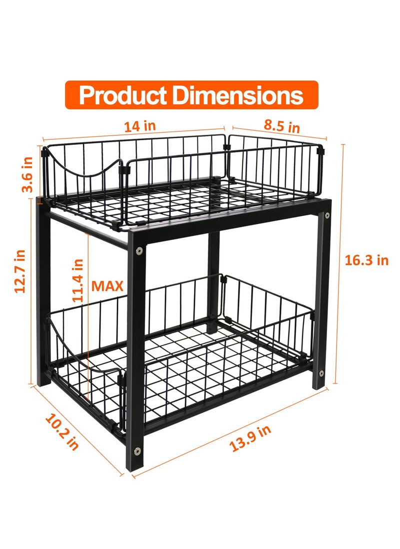 MIXDE Under Sink Storage 2 Tier Cabinet Organizer with Sliding Drawer Easy to Assemble Pull-Out Storage Mesh Basket, Organization for Bathroom, Kitchen, Home  - Image 2
