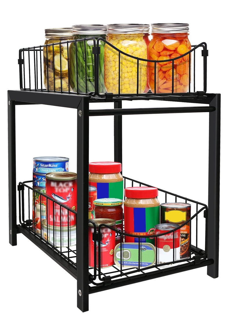 MIXDE Under Sink Storage 2 Tier Cabinet Organizer with Sliding Drawer Easy to Assemble Pull-Out Storage Mesh Basket, Organization for Bathroom, Kitchen, Home  - Image 4