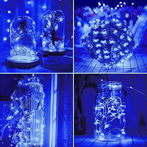 DAYLIGHTIR 2 Pack Total 200 LED 66FT Solar Powered Copper Wire String Lights Outdoor, Waterproof, 8 Modes Fairy Lights for Garden, Patio, Party, Yard, Christmas (Blue) - Image 4
