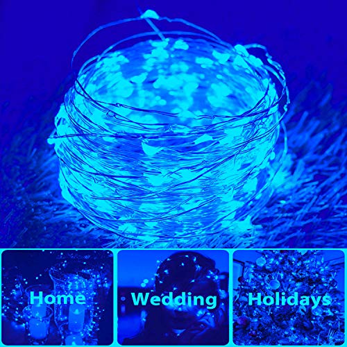 DAYLIGHTIR 2 Pack Total 200 LED 66FT Solar Powered Copper Wire String Lights Outdoor, Waterproof, 8 Modes Fairy Lights for Garden, Patio, Party, Yard, Christmas (Blue) - Image 3