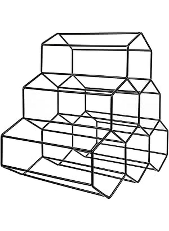 Geometric Iron Honeycomb Wine Rack Freestanding Storage Organizer For Home Kitchen Countertop - Image 1