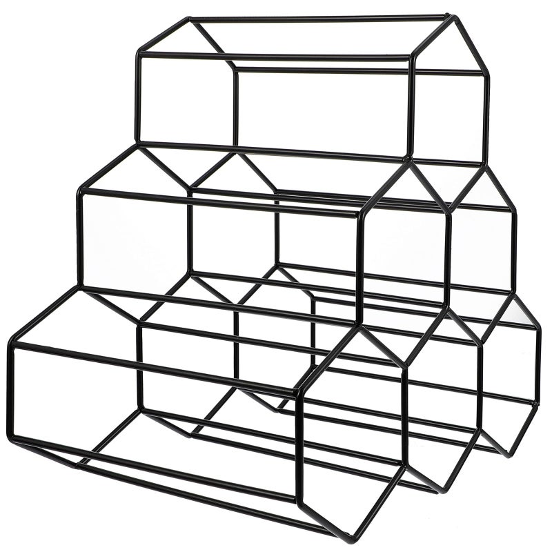 Geometric Iron Honeycomb Wine Rack Freestanding Storage Organizer For Home Kitchen Countertop - Image 2