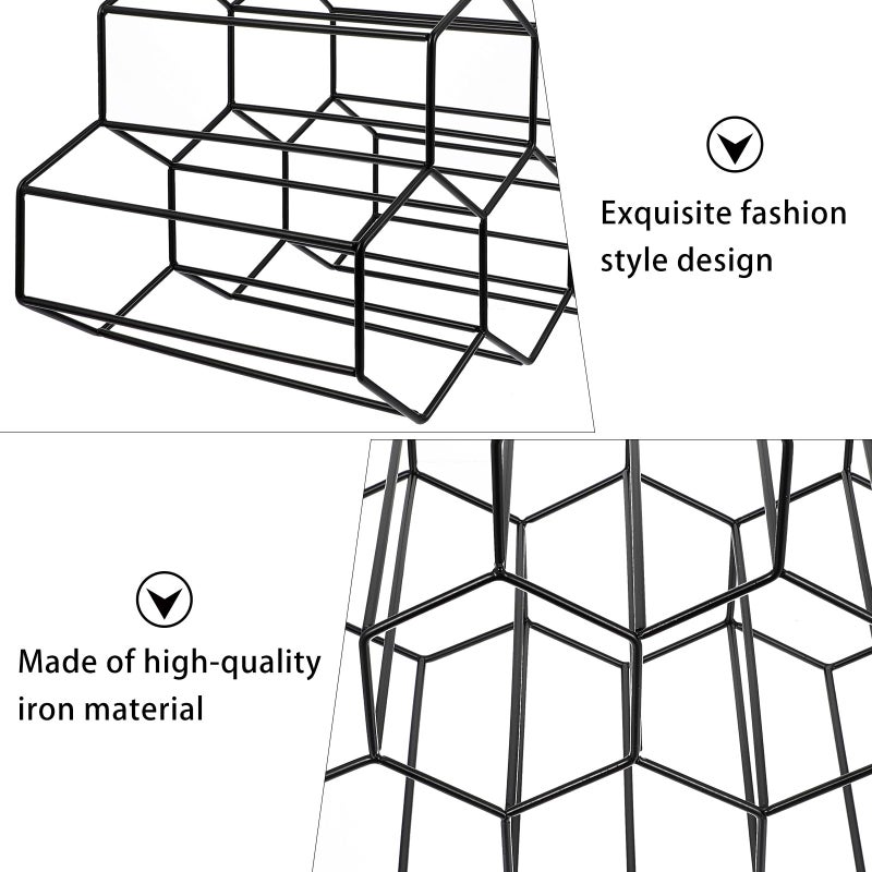 Geometric Iron Honeycomb Wine Rack Freestanding Storage Organizer For Home Kitchen Countertop - Image 4
