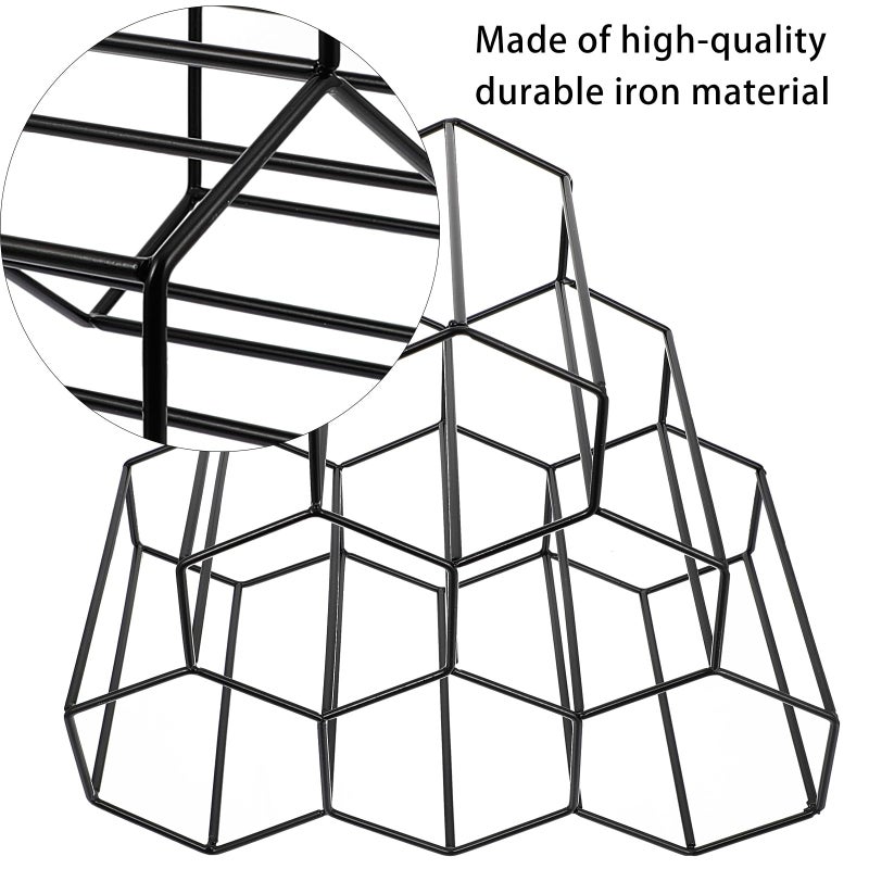 Geometric Iron Honeycomb Wine Rack Freestanding Storage Organizer For Home Kitchen Countertop - Image 5