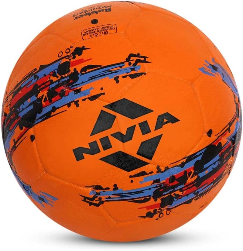 Nivia Storm Football, Training Ball, 32 Panels, Durable Rubber Cover Molded, Butyl Threadwounded Bladder, For Hard Ground & Artificial Turf (Orange, Size - 5) - Image 1