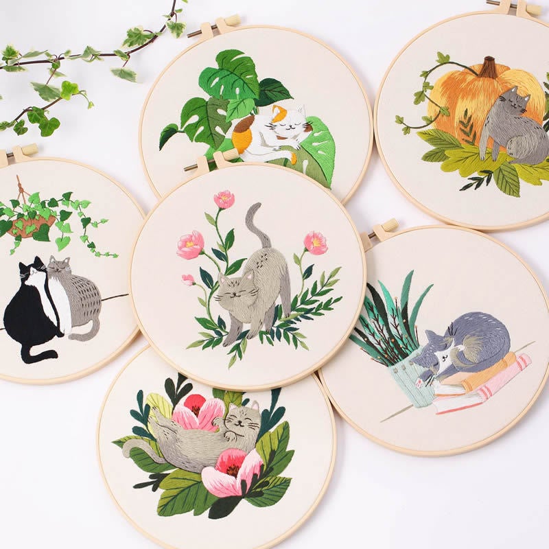 Xin Makeup New Embroidery DIY Material Bag Kit Cross-border Cat Pattern Cross-stitch Suzhou Embroidery Factory(S853 naughty cat material package kit with embroidery stretch, Canvas 30 * 30cm stretch 20 * 20cm) - Image 2