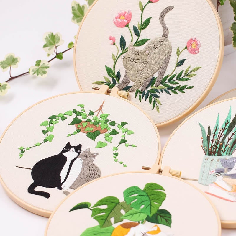 Xin Makeup New Embroidery DIY Material Bag Kit Cross-border Cat Pattern Cross-stitch Suzhou Embroidery Factory(S853 naughty cat material package kit with embroidery stretch, Canvas 30 * 30cm stretch 20 * 20cm) - Image 3