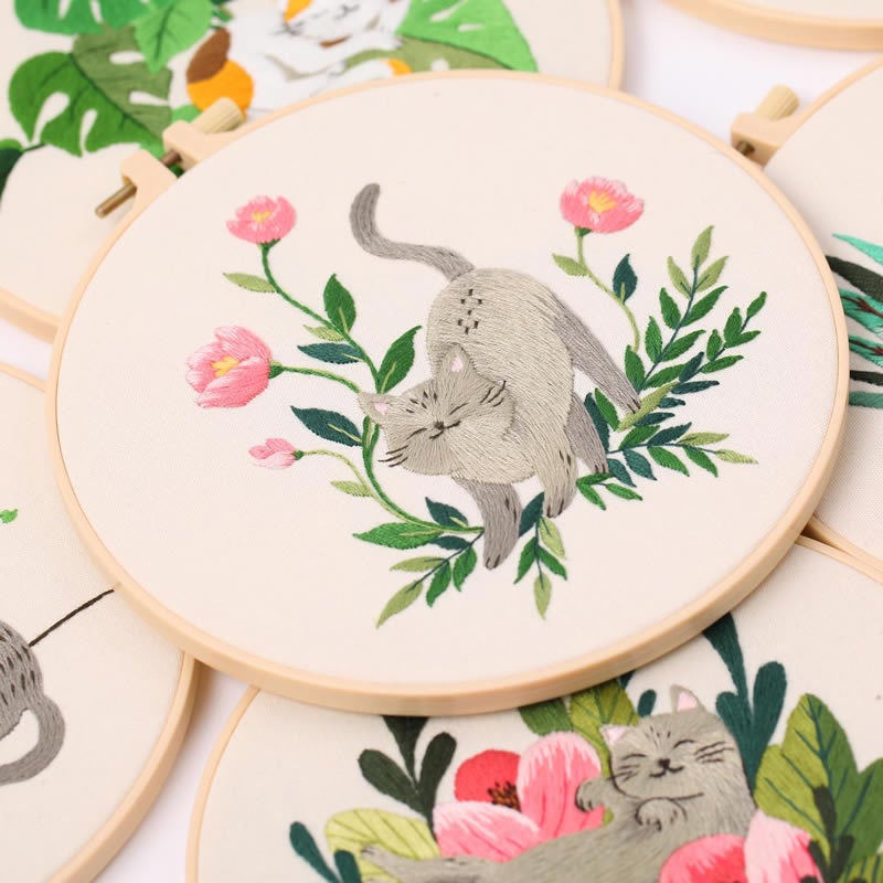 Xin Makeup New Embroidery DIY Material Bag Kit Cross-border Cat Pattern Cross-stitch Suzhou Embroidery Factory(S853 naughty cat material package kit with embroidery stretch, Canvas 30 * 30cm stretch 20 * 20cm) - Image 4