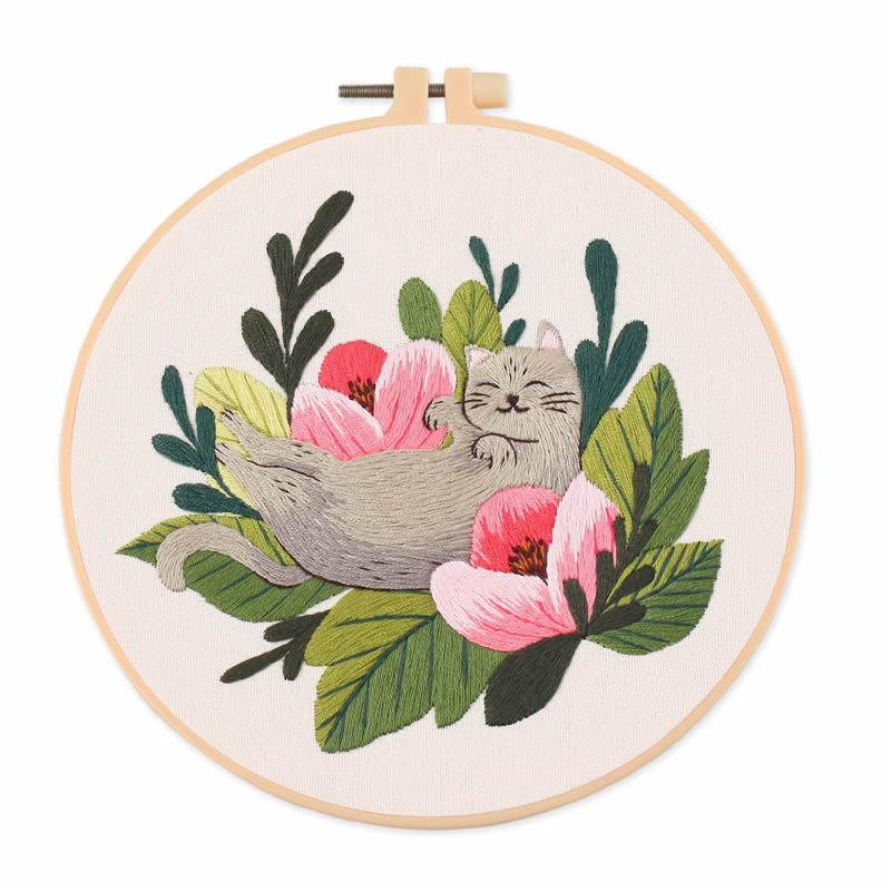 Xin Makeup New Embroidery DIY Material Bag Kit Cross-border Cat Pattern Cross-stitch Suzhou Embroidery Factory(S853 naughty cat material package kit with embroidery stretch, Canvas 30 * 30cm stretch 20 * 20cm) - Image 1