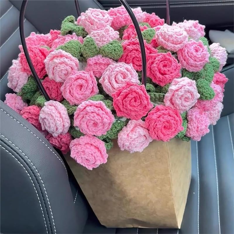 Gonoce Flower Bouquet Blanket, 43inch Crochet Blanket with Rose Flowers, Valentines Day Gifts, Birthday Gifts for Women, (Pink) - Image 4