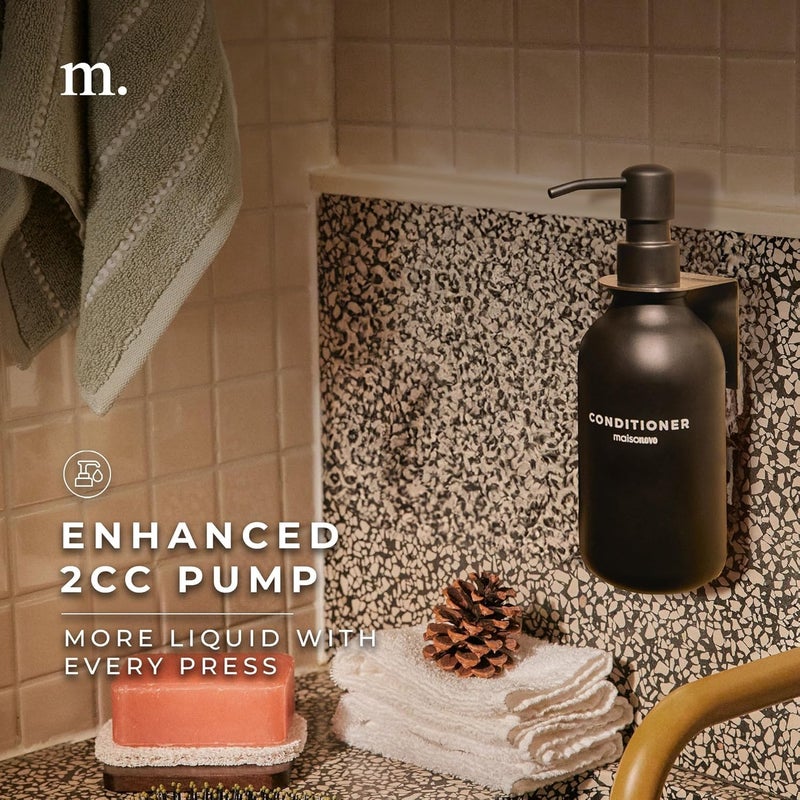 Rellon Refillable Shampoo and Conditioner Dispenser Shower Soap Dispenser Wall Mounted Black Metal Organiser Plastic Bottles Black Pump Shampoo Dispenser, Shower Dispenser Chamber 500ML Bottel (Pack of 1) - Image 5