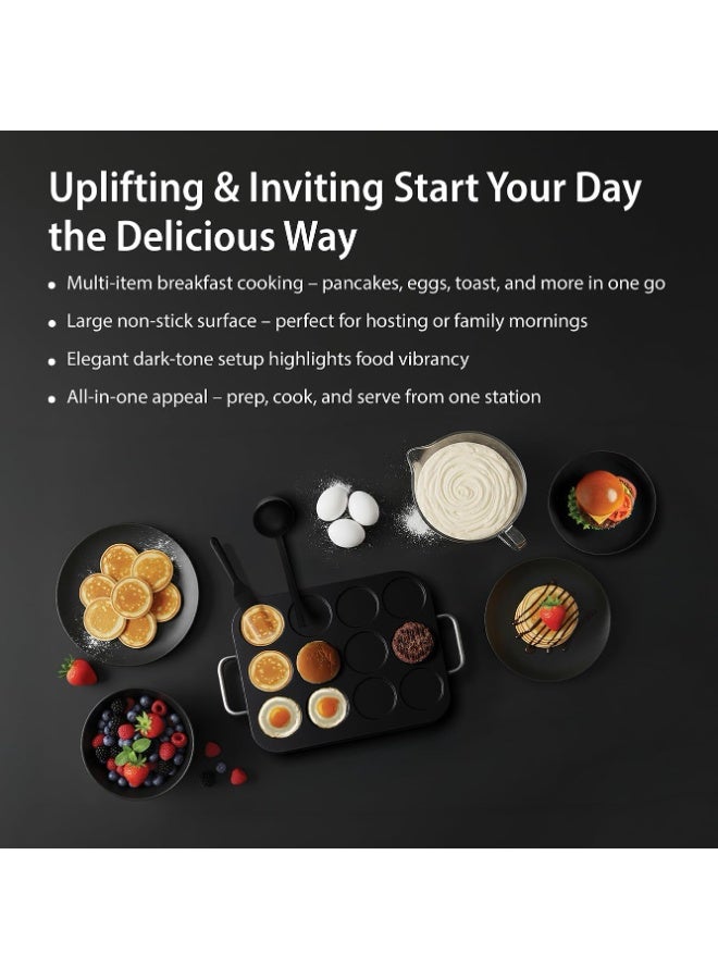 Sachi 2-in-1 Pancake & Mini Crepe Maker, 1600W, Makes 12 Pancakes or 12 Mini Crepes, Non-Stick Plate, Auto Temperature Control, Cool Touch Handles - Image 2