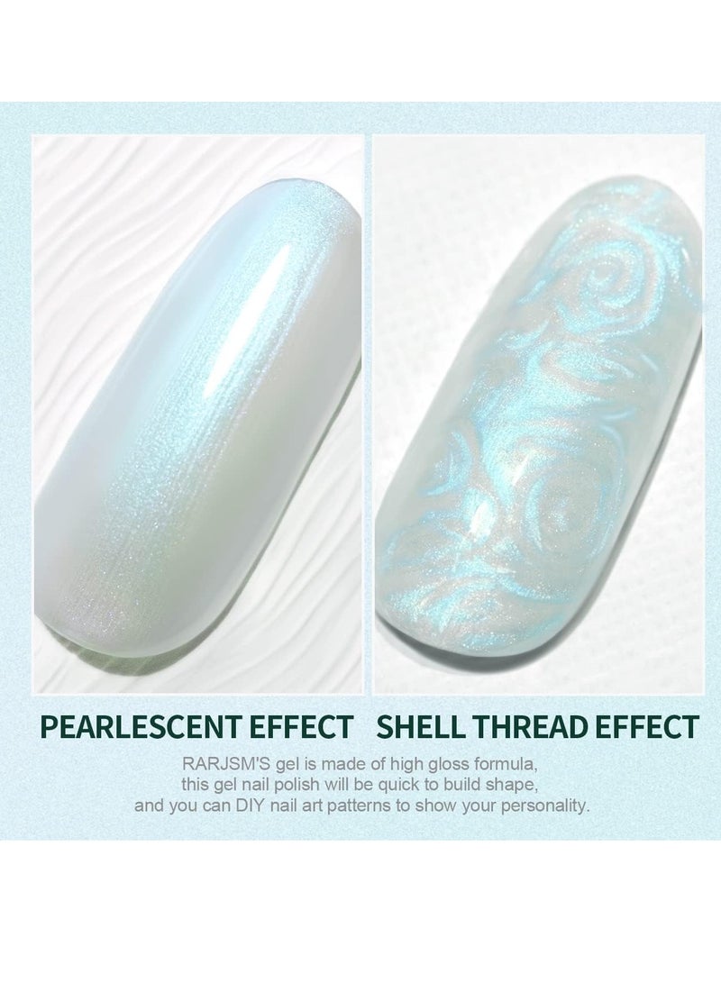 رارچسم طلاء أظافر جل حلزوني من لؤلؤة الصدف أخضر فاتح، لامع 7.5 مل يتطلب المعالجة قابل للنقع جل أظافر لامع بالأشعة فوق البنفسجية LED جل أظافر مانيكير تصميم فني للأظافر اصنعيه بنفسك في المنزل صالون - Image 2