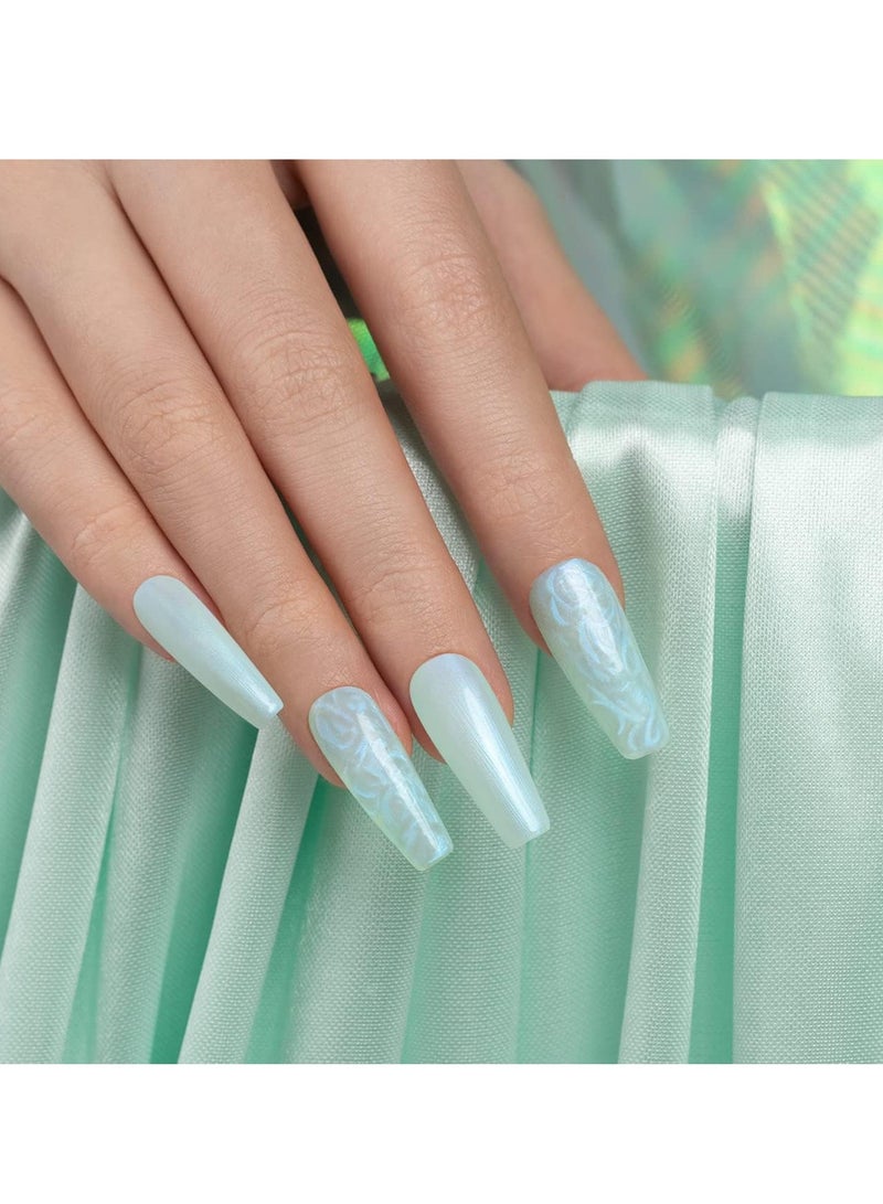 رارچسم طلاء أظافر جل حلزوني من لؤلؤة الصدف أخضر فاتح، لامع 7.5 مل يتطلب المعالجة قابل للنقع جل أظافر لامع بالأشعة فوق البنفسجية LED جل أظافر مانيكير تصميم فني للأظافر اصنعيه بنفسك في المنزل صالون - Image 4