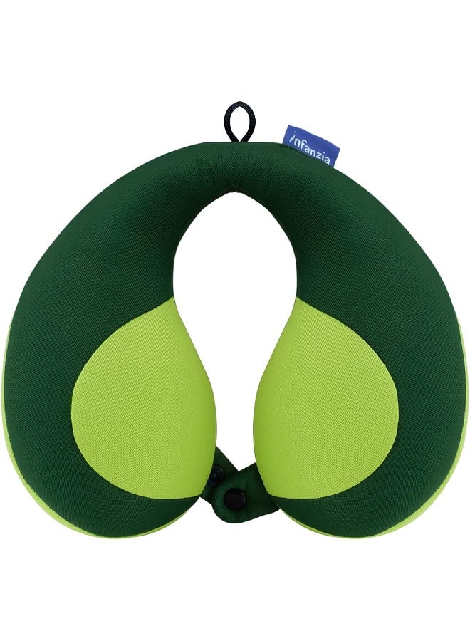 INFANZIA INFANZIA Kids Chin Supporting Travel Neck Pillow - Comfortably Supports Head, Neck and Chin, Prevent Head from Falling Forward, Child Size, Green  - Image 1