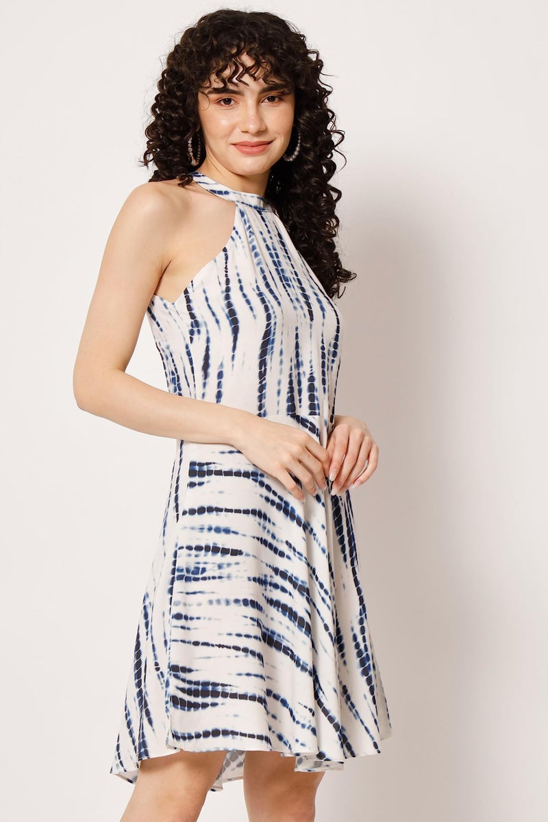 SHOPPING QUEEN Women's Viscose Fit and Flare Dress (A460_Blue_M) - Image 5