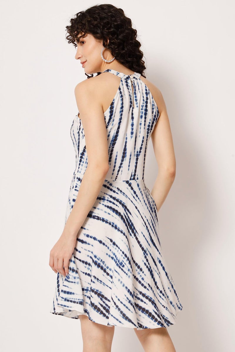 SHOPPING QUEEN Women's Viscose Fit and Flare Dress (A460_Blue_M) - Image 3