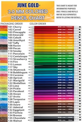June Gold 36 Black (Raven #108) Colored 2.0 mm (NOT GRAPHITE) Lead Refills, Bold Thickness for Heavy Use, Break Resistant with a Convenient Dispenser - Image 5