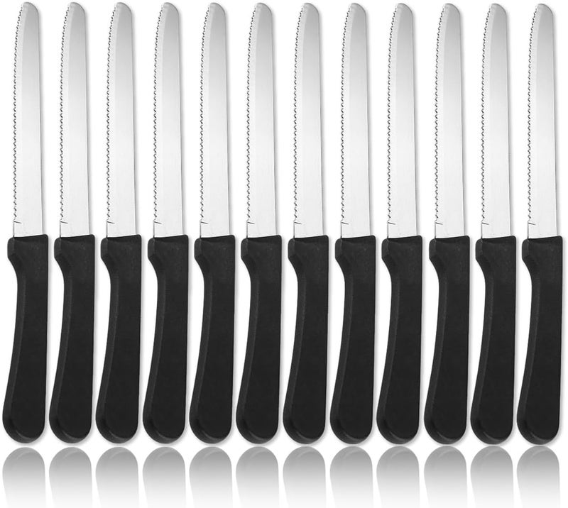 ReaNea Steak Knives Set of 12, Stainless Steel Steak Knife Set, Serrated Steak Knives, Gifts for Home, Restaurant, Parties, Wedding, Camping, Outdoor - Image 1