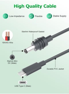 Bukela Starlink Mini Cable 10FT Starlink Mini USB C to DC Power Cable Cord 100W Input USB Type C to DC Cable, DC Power Cable Direct to USB-C for Starlink Mini Work with 100W+ PD Source Waterproof 18AWG 2M  - Image 3