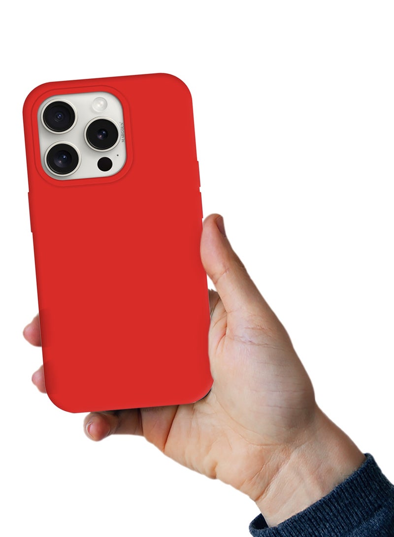 CATANES iPhone 15 Pro Max Case Silicone Case Cover Durable and Anti Scratch Back Cover Red  - Image 2