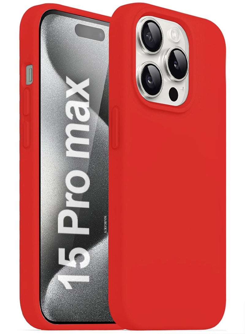 CATANES iPhone 15 Pro Max Case Silicone Case Cover Durable and Anti Scratch Back Cover Red  - Image 1