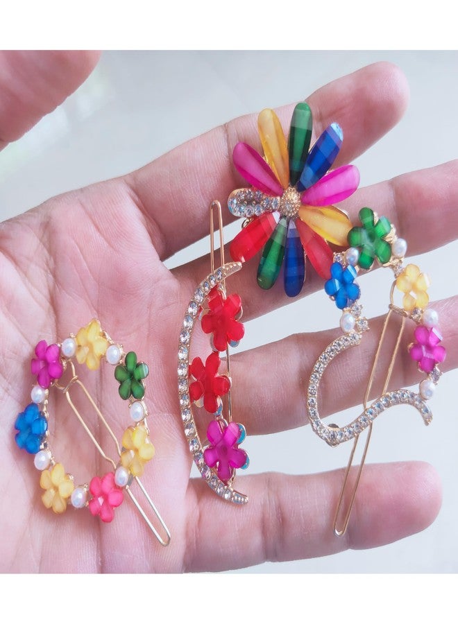 JPV Latest Korean Fashion Style Flower Lock Hair Clip Pin Hair Accessories Set For Women And Girls (4 Pcs, Multicolor) - Image 2