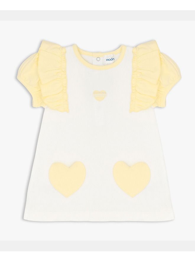 MOON 100% Cotton Crew Neck T-Shirt & Legging 9-12M Yellow - Lemon Hearts - Image 3