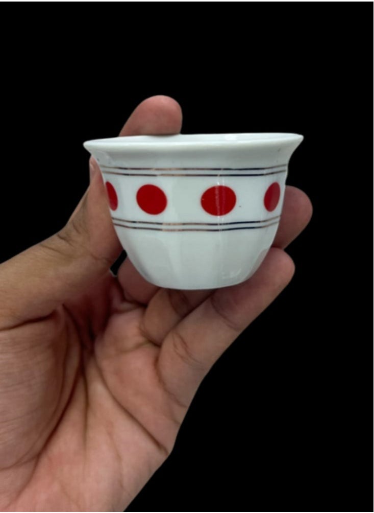 Badraig 12-Piece Cawa Cups Sip in Style with White and Red Elegance 60Ml | 90 ML / 120 ML  - Image 2