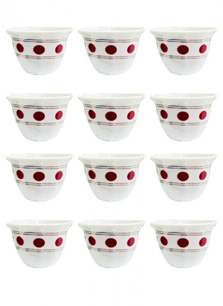 Badraig 12-Piece Cawa Cups Sip in Style with White and Red Elegance 60Ml | 90 ML / 120 ML  - Image 1