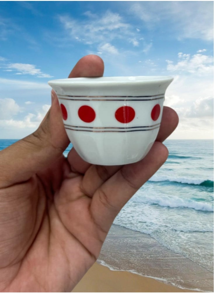 Badraig 12-Piece Cawa Cups Sip in Style with White and Red Elegance 60Ml | 90 ML / 120 ML  - Image 3