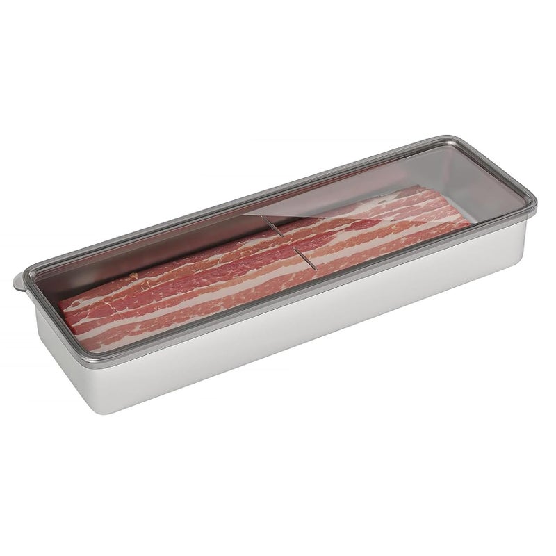 Yeasing Stainless Steel Airtight Cheese Container with Lid - Bacon Holder, 10.5 Inches Long - Image 1