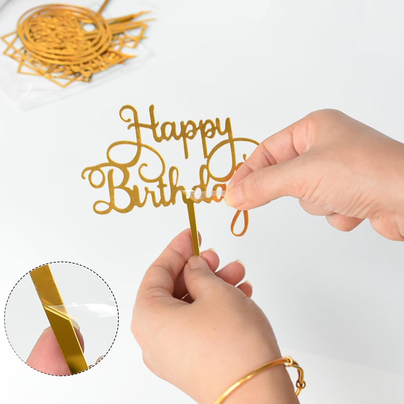 Chewarelly 12 Pack Multi Styles Birthday Cake Topper Set, Acrylic Cake Bunting Decor Birthday Cake Picks Party Decorations Supplies(Black) - Image 3