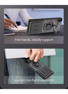 Beauenty Xiaomi Redmi Note 14 Pro 5G/ Xiaomi POCO X7 5G Case, Shockproof Case, Anti-Fall Drop Protection, Built-in Slide Anti-Scratch Camera Lens Cover, Integrated 360 Degree Rotating Ring Kickstand, Black  - Image 5