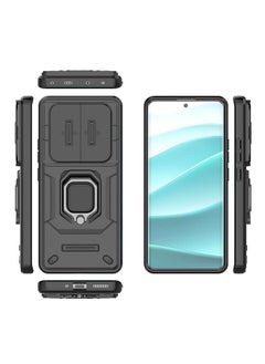 Beauenty Xiaomi Redmi Note 14 Pro 5G/ Xiaomi POCO X7 5G Case, Shockproof Case, Anti-Fall Drop Protection, Built-in Slide Anti-Scratch Camera Lens Cover, Integrated 360 Degree Rotating Ring Kickstand, Black  - Image 2