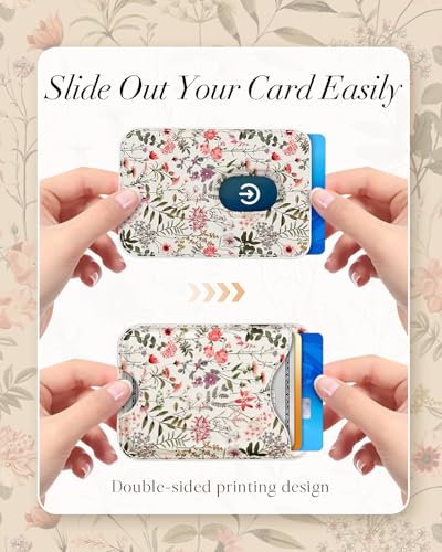 Shorogyt Compatible with Magsafe Wallet Magnetic Card Holder - Phone Wallets Cute Flora Leaves Design for Women Teen Girls Slim for iPhone 17/16/15/14/13/12 Series for Apple RFID Magnet, Fit 3 Cards - Image 5