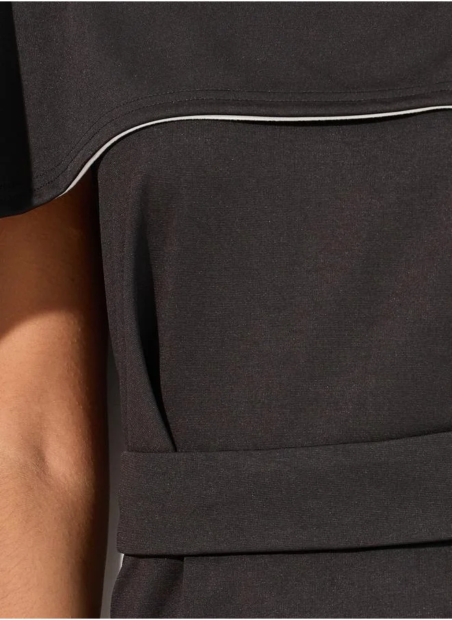 Styli Frill Cape Sleeves Sheath Knee Length Dress