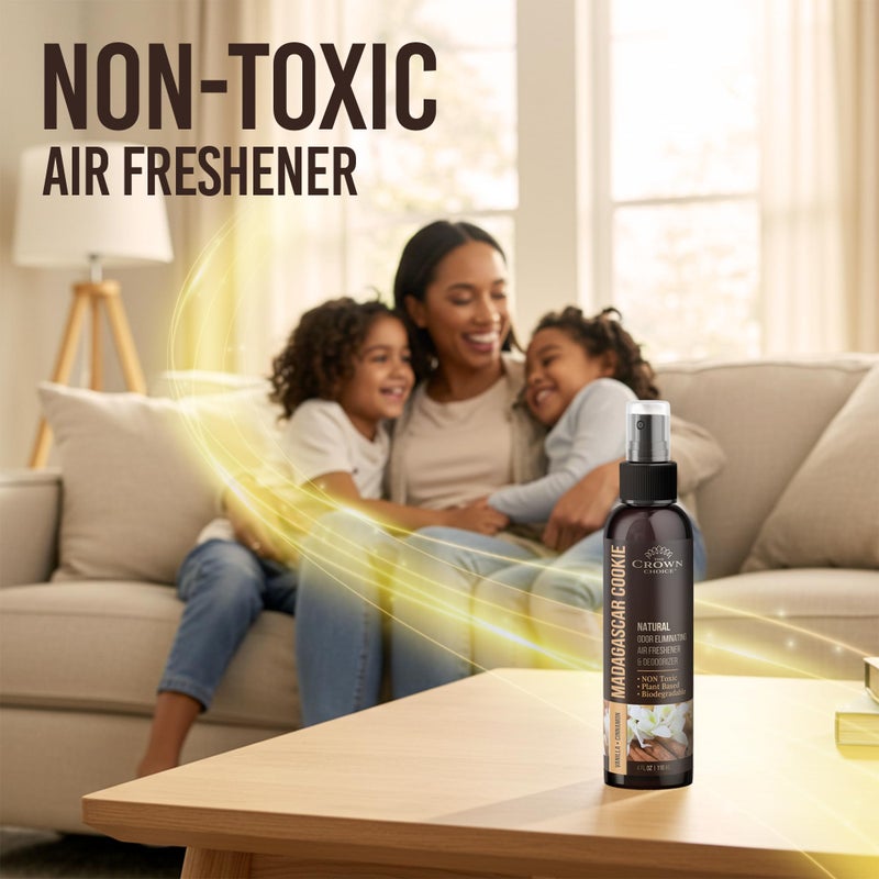 The Crown Choice Non-Toxic Odor Eliminator, Natural Vanilla & Cinnamon Air Freshener Spray for Home, Room, Closet & Couch Deodorizer, Long Lasting Bathroom & Toilet Freshener, Safe for Kids & Pets, 2PK - 4 Oz each - Image 4